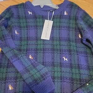 Janie and jack bulldog plaid sweater nwt